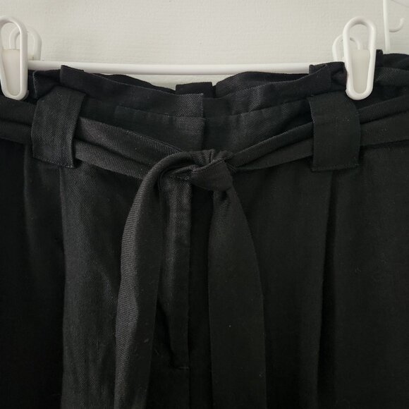Express Black Linen Blend High Rise Paper Bag Dress Pants - Size 6R - Picture 2 of 7